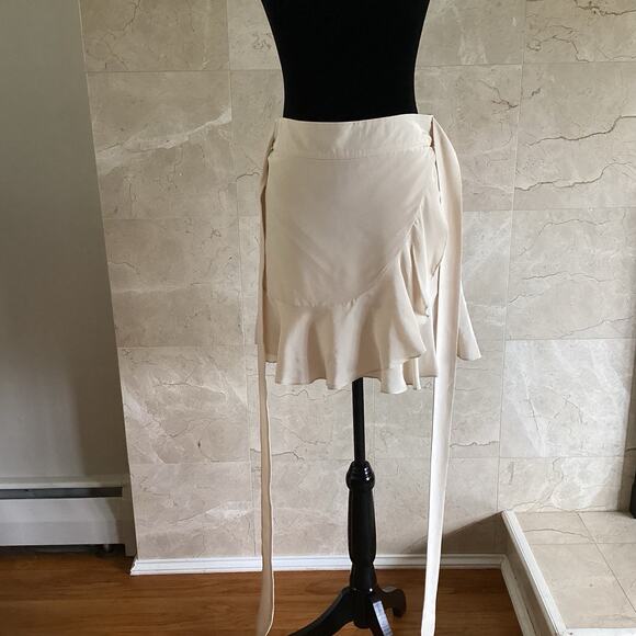 Michelle Mason Silk Wrap Skirt 6 Neutral Ruffle, Soft girl Quiet Luxury Coquette - Picture 12 of 12